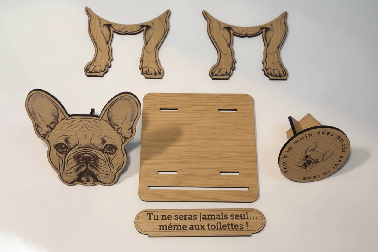 Support papier toilette chien Bouledogue français