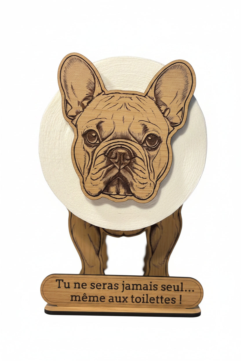 Support papier toilette chien Bouledogue français