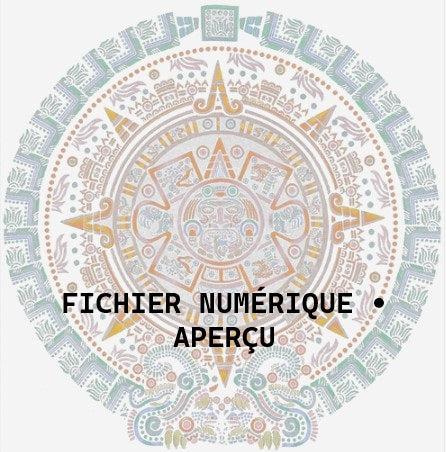 Calendrier aztèque en demi-teintes – PNG haute résolution