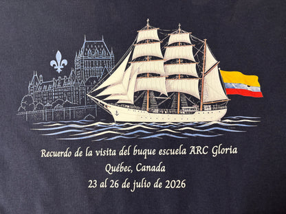 T-shirt commémorative Rendez-vous naval de Québec 2026. ARC Gloria - Colombie